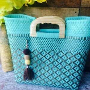 Wire Bag Blue with Cotton Handle