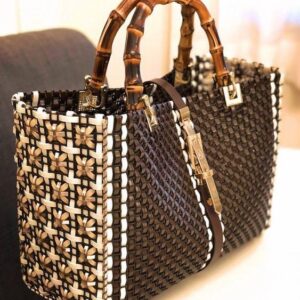 Handmade Brown Wire Bag with soft Wooden Handle